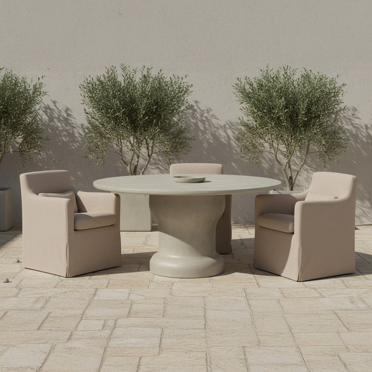 LYDIA OUTDOOR SLIPCOVER DINING CHAIR CREAM