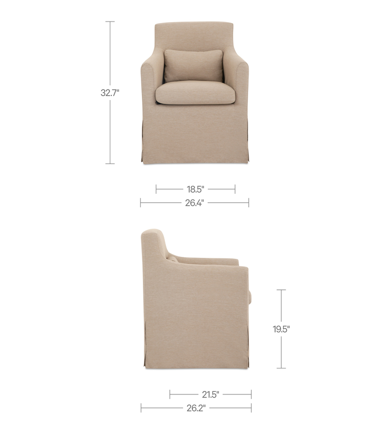 LYDIA OUTDOOR SLIPCOVER DINING CHAIR CREAM