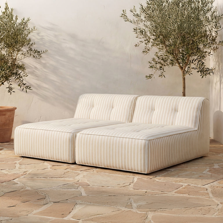 SUNSEEKER 2 PIECE OUTDOOR SUN LOUNGER BROWN STRIPE