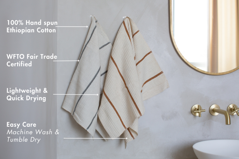 WARI HANDWOVEN ETHIOPIAN COTTON WAFFLE BATH TOWEL | BATH