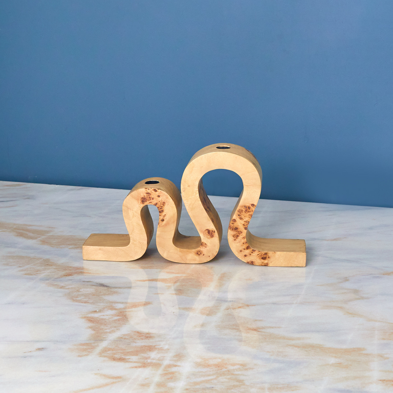 UMA BURL WOOD CANDLE HOLDER | CANDLE HOLDERS