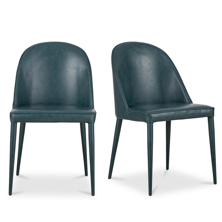 BURTON DINING CHAIR DARK TEAL VEGAN LEATHER - SET OF TWO