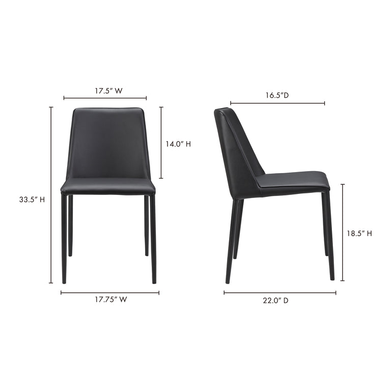 NORA DINING CHAIR BLACK VEGAN LEATHER - SET OF TWO