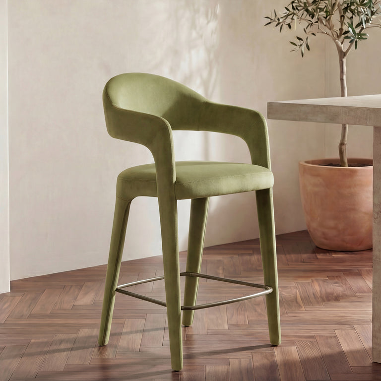 MARTENS COUNTER STOOL GREEN VELVET