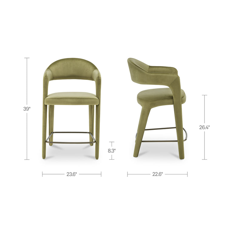MARTENS COUNTER STOOL GREEN VELVET