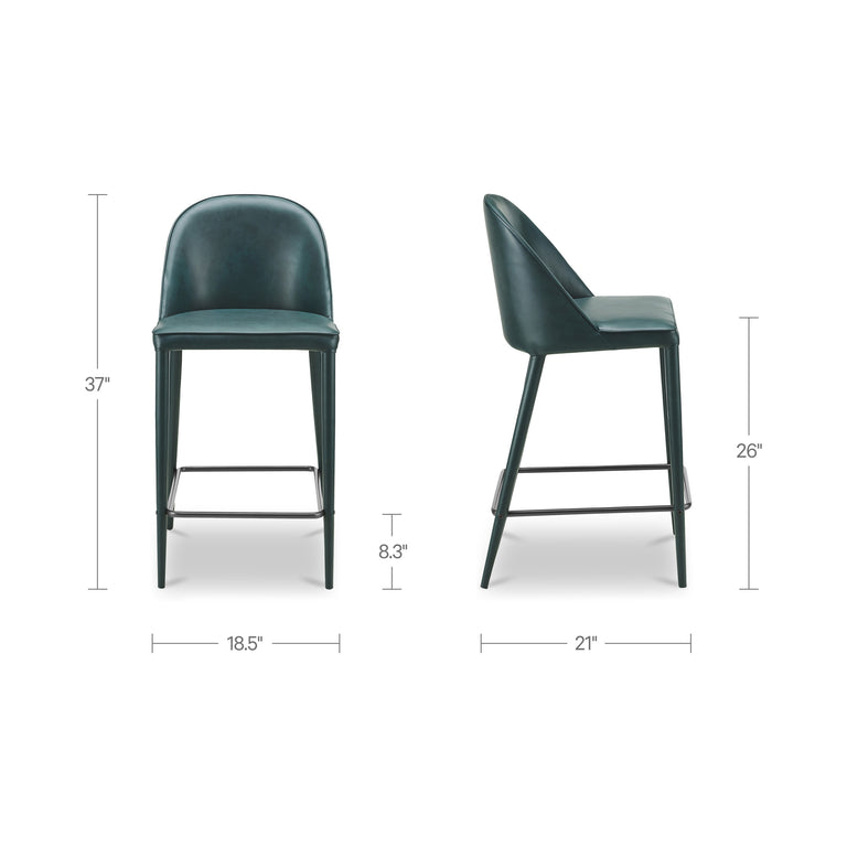 BURTON COUNTER STOOL DARK TEAL VEGAN LEATHER