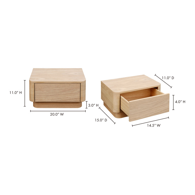 ROUND OFF SMALL NIGHTSTAND LIGHT OAK BROWN