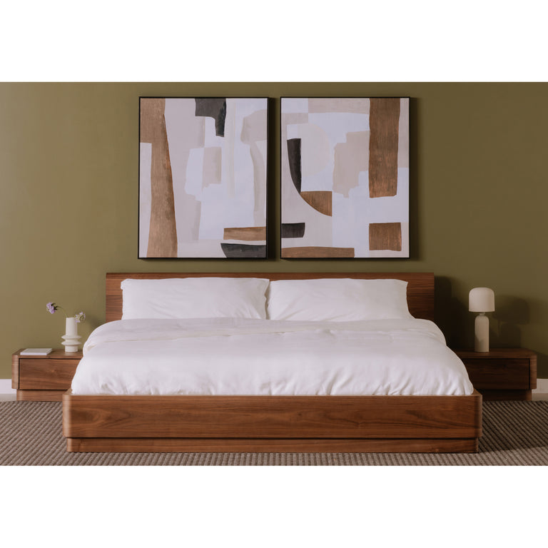 ROUND OFF KING BED LIGHT OAK BROWN
