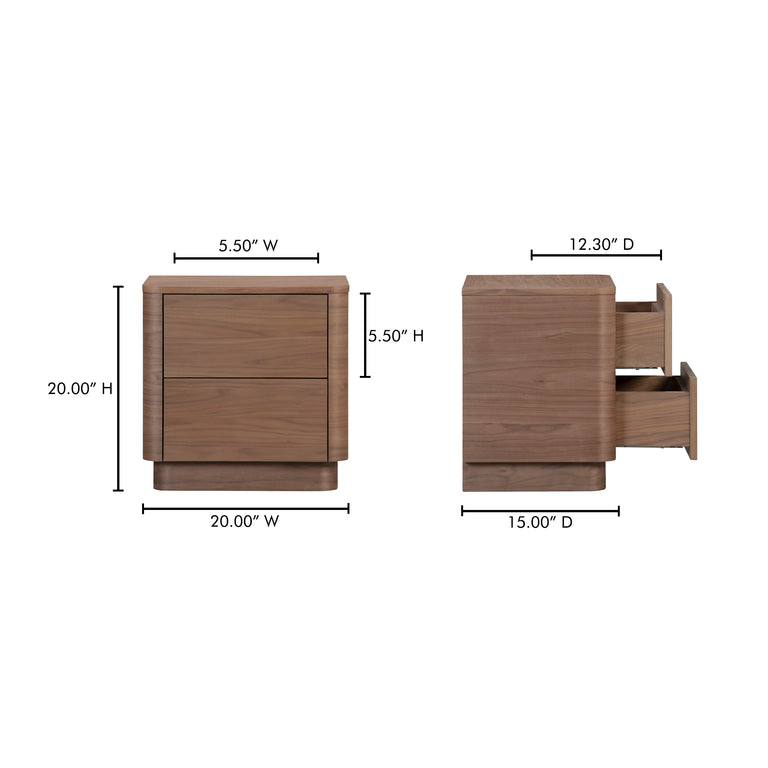 ROUND OFF SMALL NIGHTSTAND LIGHT OAK BROWN