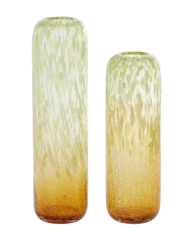 GOLDEN GLASS HANDMADE BLOWN DECORATIVE VASE WITH OMBRE EFFECT | VASES