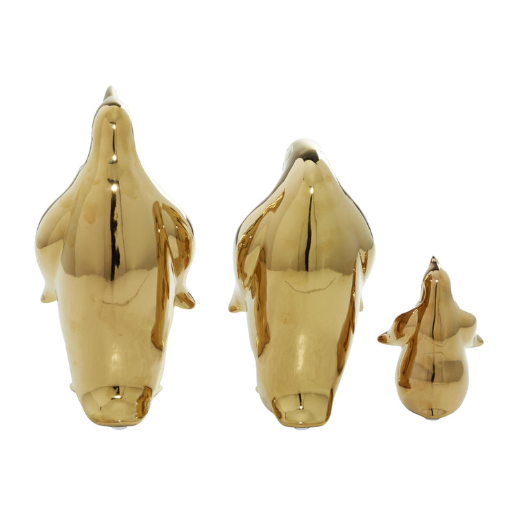 GOLD PORCELAIN PENGUINS | FIGURINE