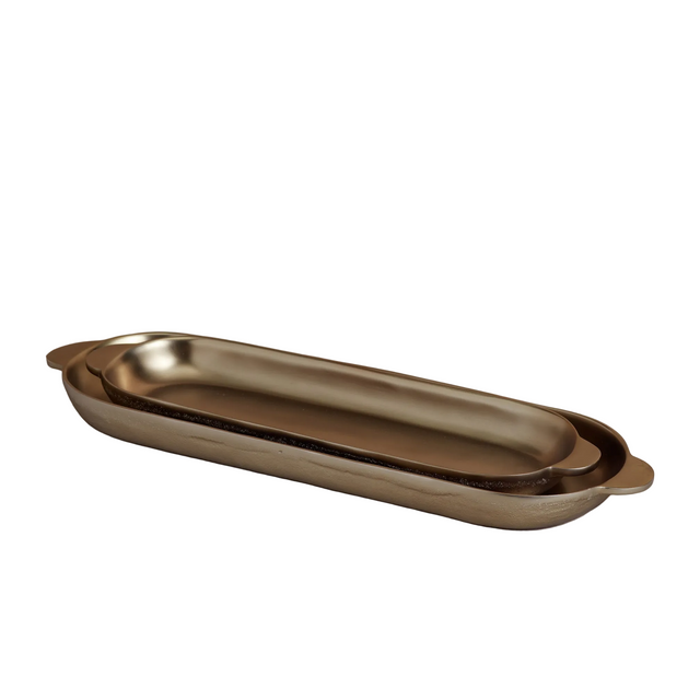 Stinson Antique Brass Long Trays - Set of 2