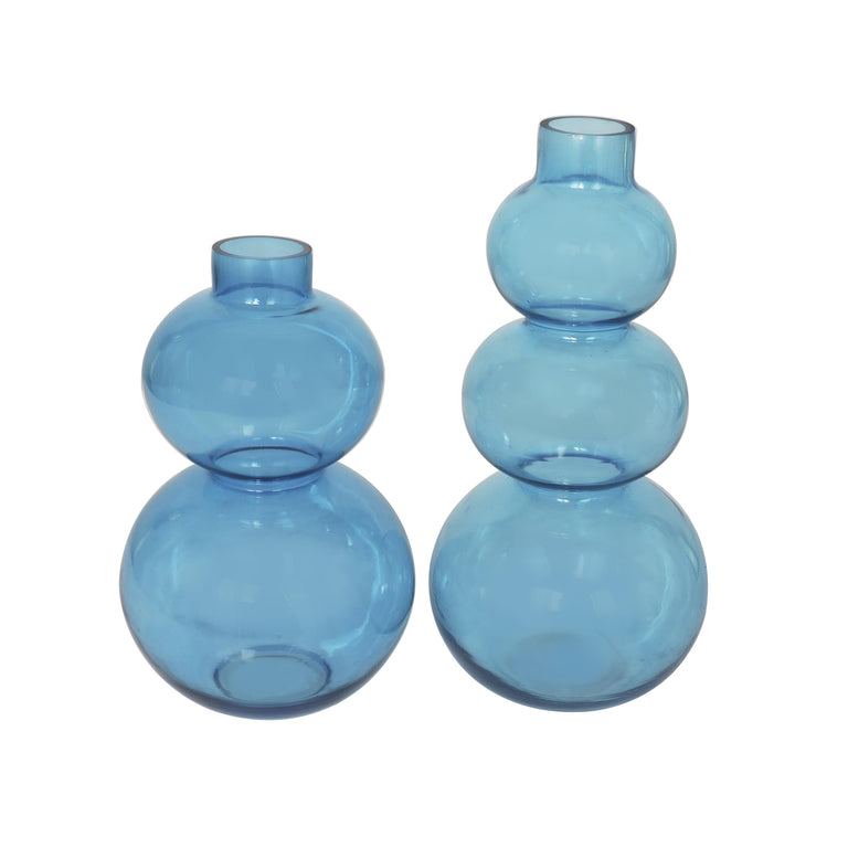 BLUE GLASS BUBBLE DECORATIVE VASE | VASES