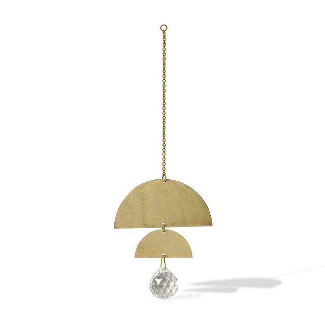 Brass Half Moon and Crystal Suncatcher