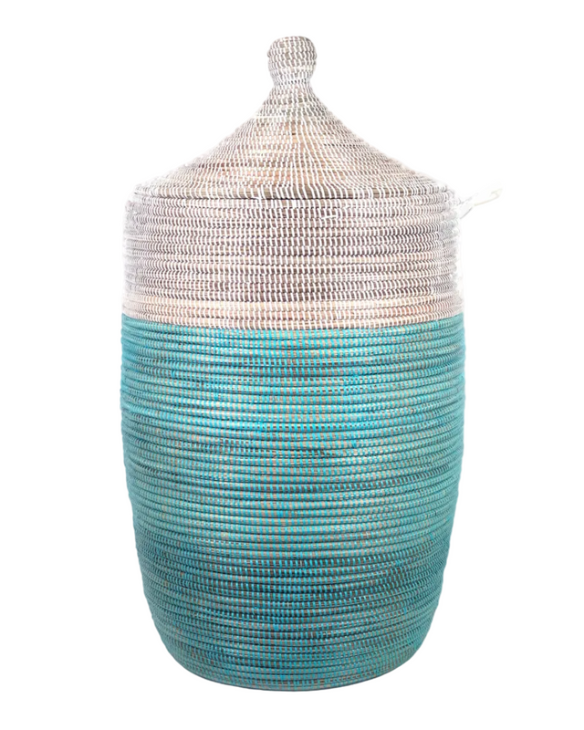 Large Two-Tone Basket - Turquoise + White | BASKETS