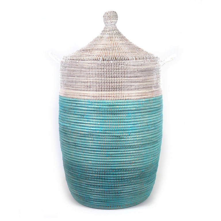 Large Two-Tone Basket - Turquoise + White | BASKETS