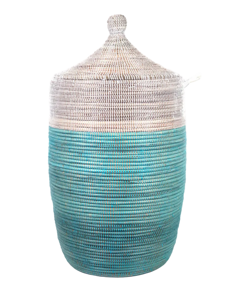 Large Two-Tone Basket - Turquoise + White | BASKETS
