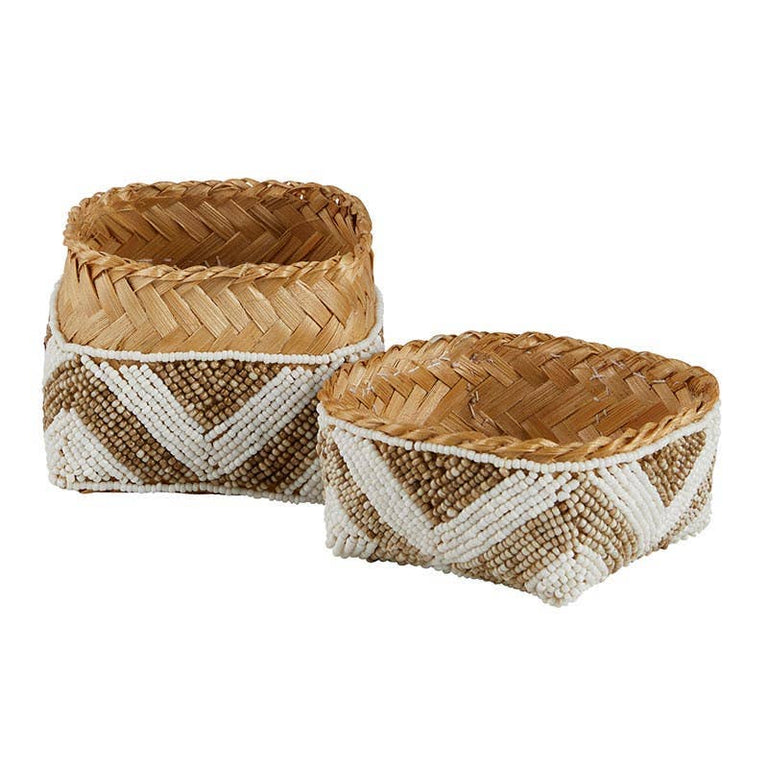 SAND PATTERNED BEADED BASKETS | STORAGE
