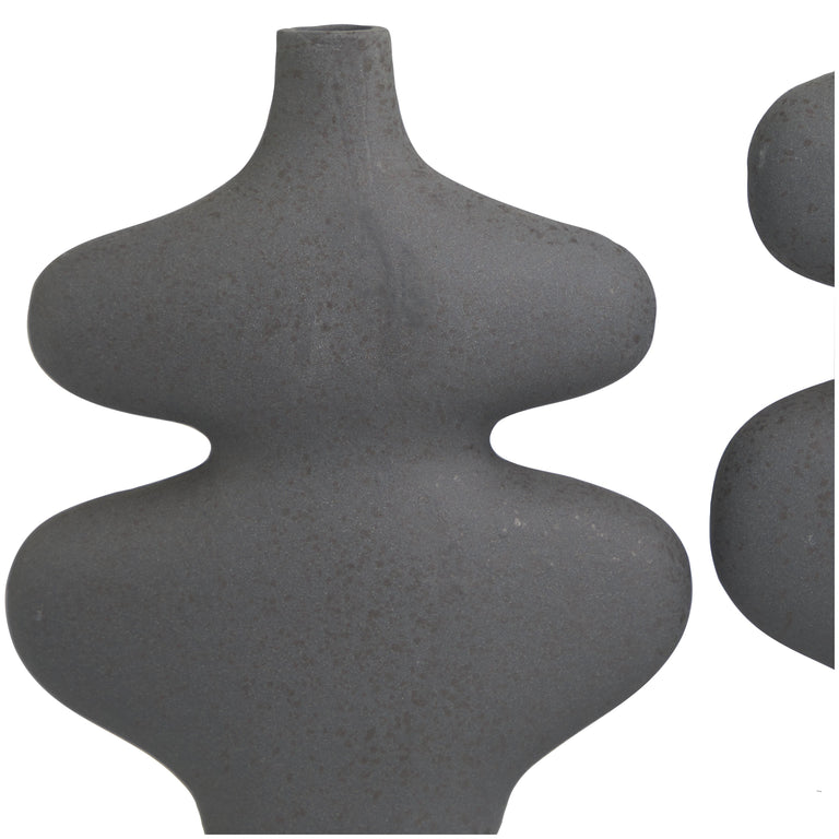 BLACK CERAMIC ABSTRACT WOBBLE VASES | VASES