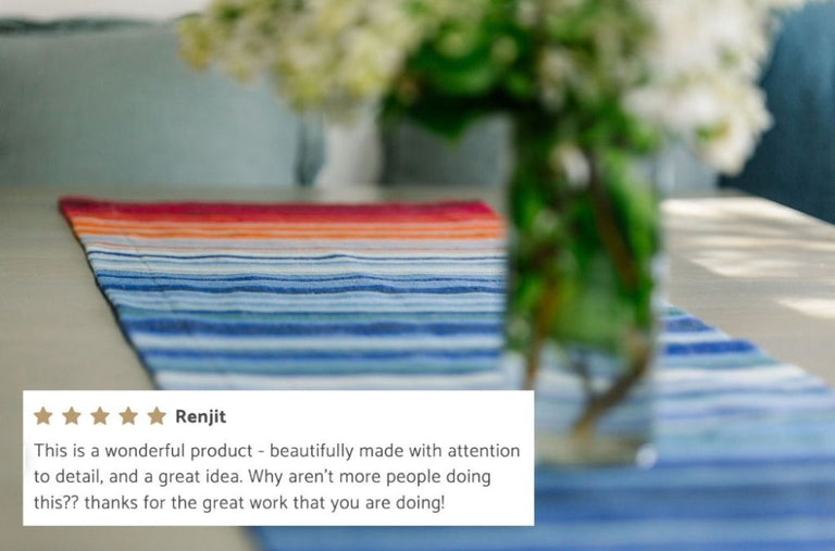CLIMATE WARMING ETHIOPIAN HANDWOVEN TABLE RUNNER | ENTERTAINING
