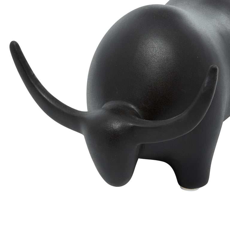 BLACK CERAMIC BULL | FIGURINE