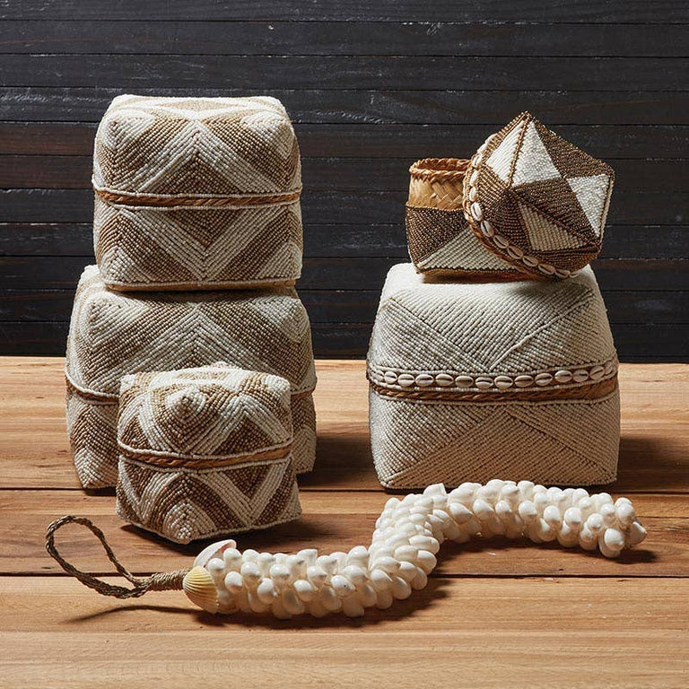 SAND PATTERNED BEADED BASKETS | STORAGE