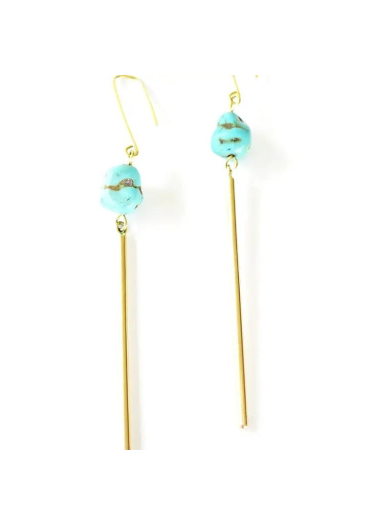 HOUSE OF CINDIMINI BRASS & TURQUOISE EXPONENT EARRINGS