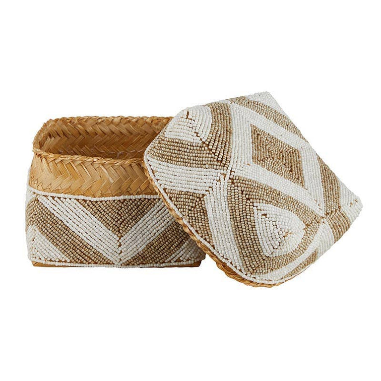 SAND PATTERNED BEADED BASKETS | STORAGE