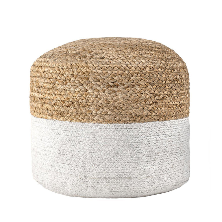 WHITE DIPPED JUTE POUF | LIVING ROOM SEATING