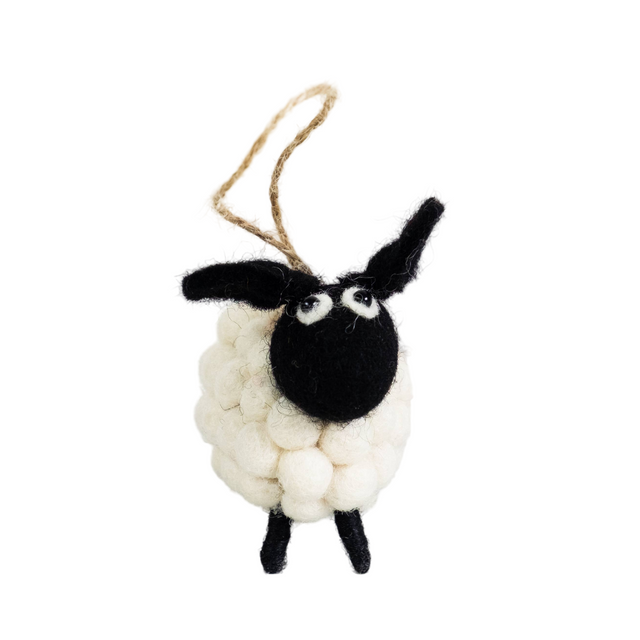 WHITE BALL SHEEP ORNAMENT | HOLIDAY