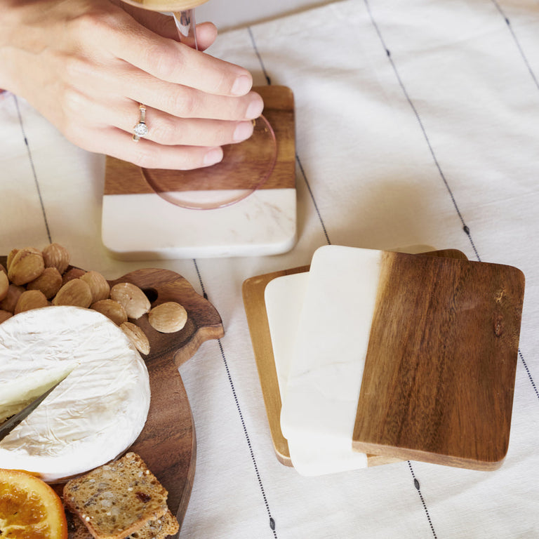 MARBLE & ACACIA COASTERS