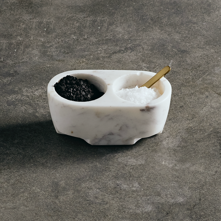 COVA MARBLE SALT AND PEPPER CELLAR SET | ENTERTAINING