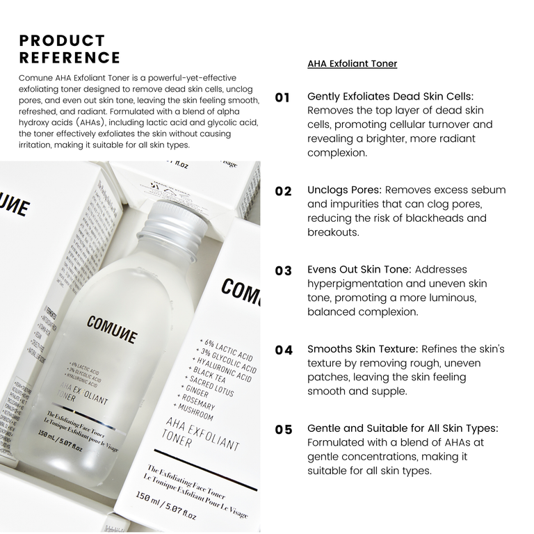 COMUNE AHA EXFOLIANT TONER | MENS SKIN CARE | BODY CARE