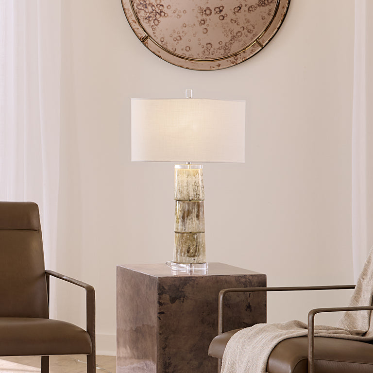 STAG TABLE LAMP, CREAM STACKED HORN