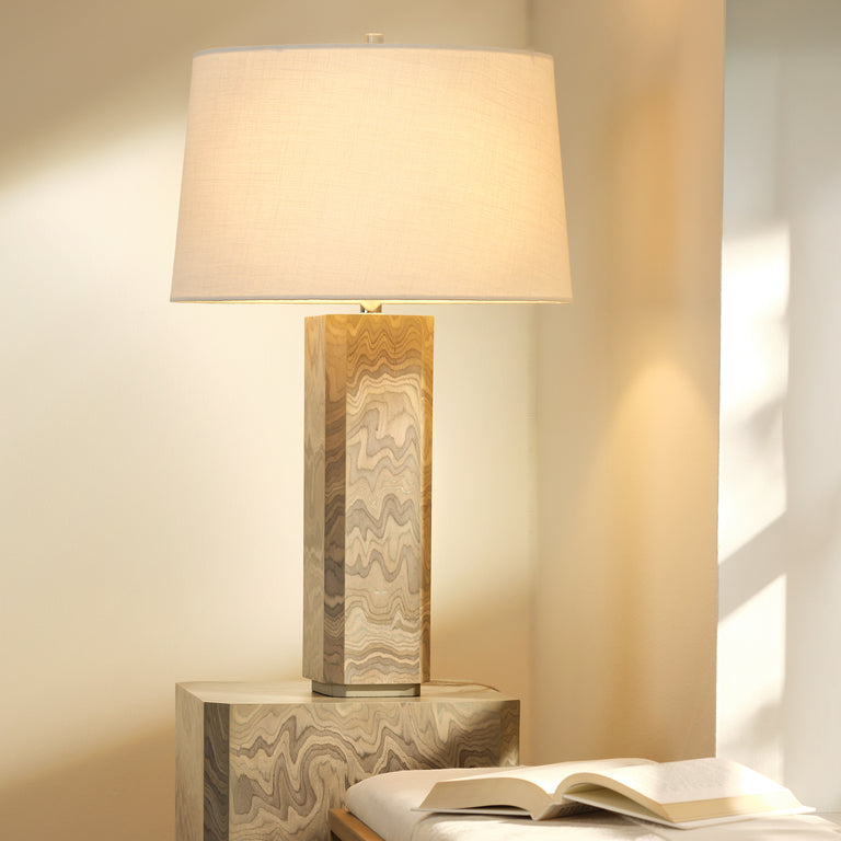 CANYON TABLE LAMP, SAND WOOD VENEER
