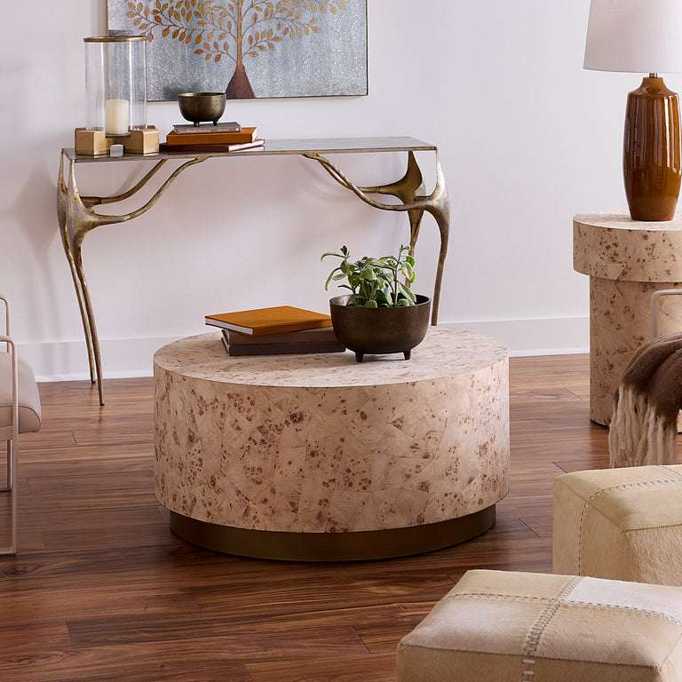 CONFIGURATION COFFEE TABLE, BLEACHED BURL WOOD
