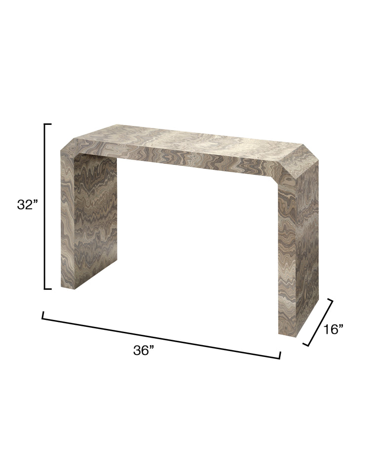 GROUNDED CONSOLE TABLE, SAND VENEER