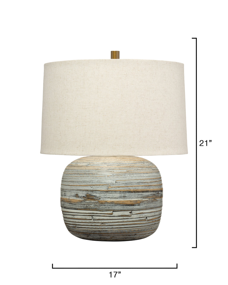 COCOON TABLE LAMP, WHITE WASHED BAMBOO