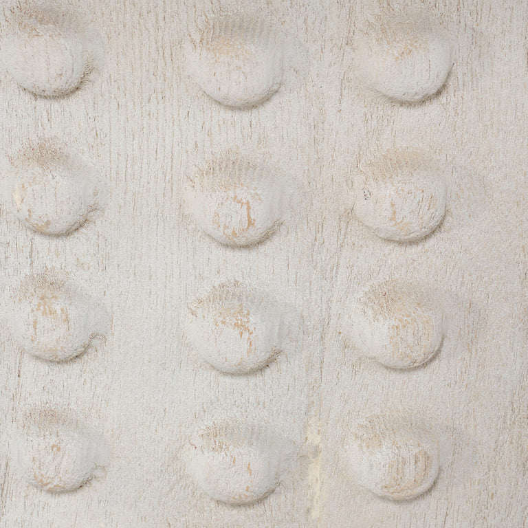 STUDDED COFFEE TABLE, WHITE WASHED WOOD