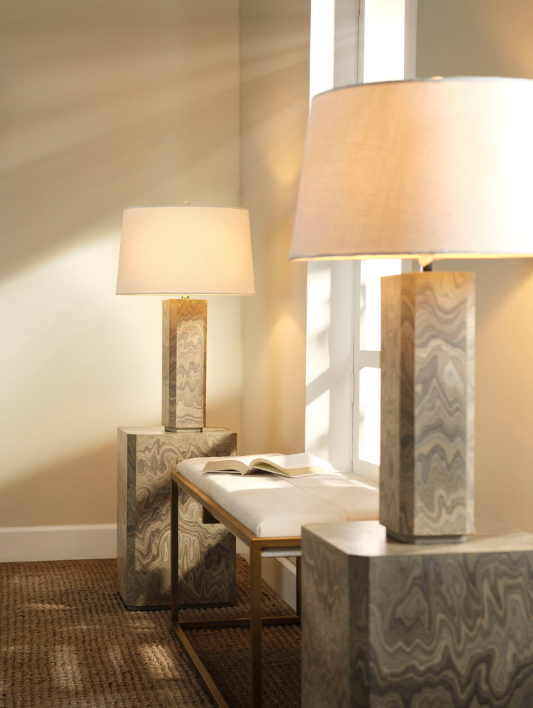 CANYON TABLE LAMP, SAND WOOD VENEER