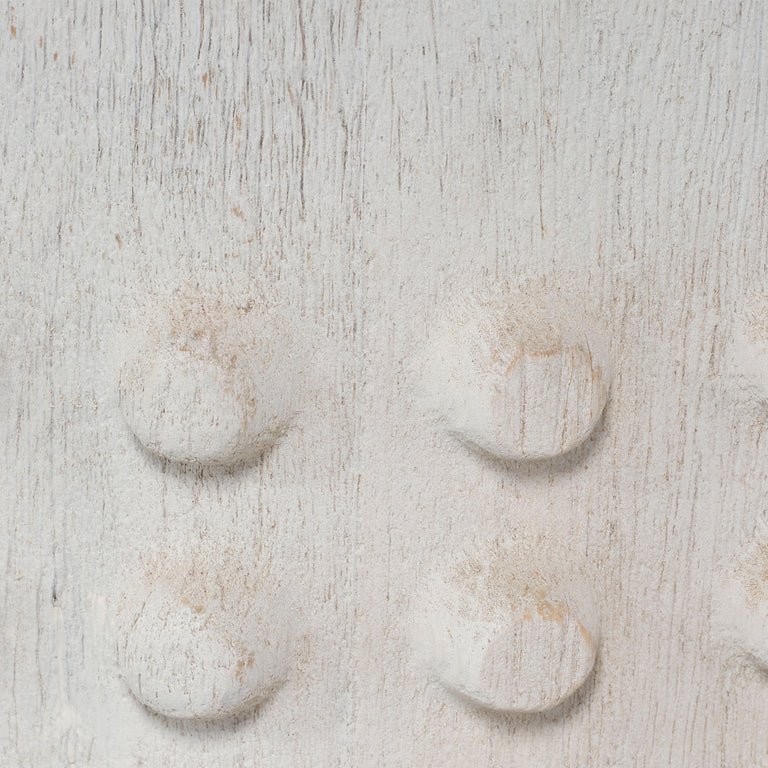 STUDDED SIDE TABLE, WHITE WASHED WOOD