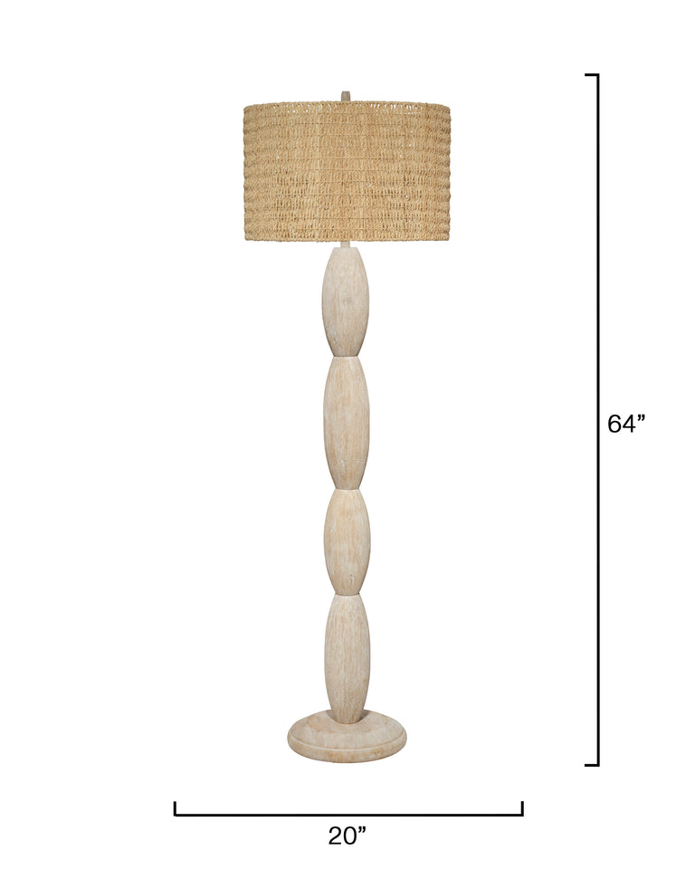 ALMOND FLOOR LAMP, WHITE WASHED WOOD