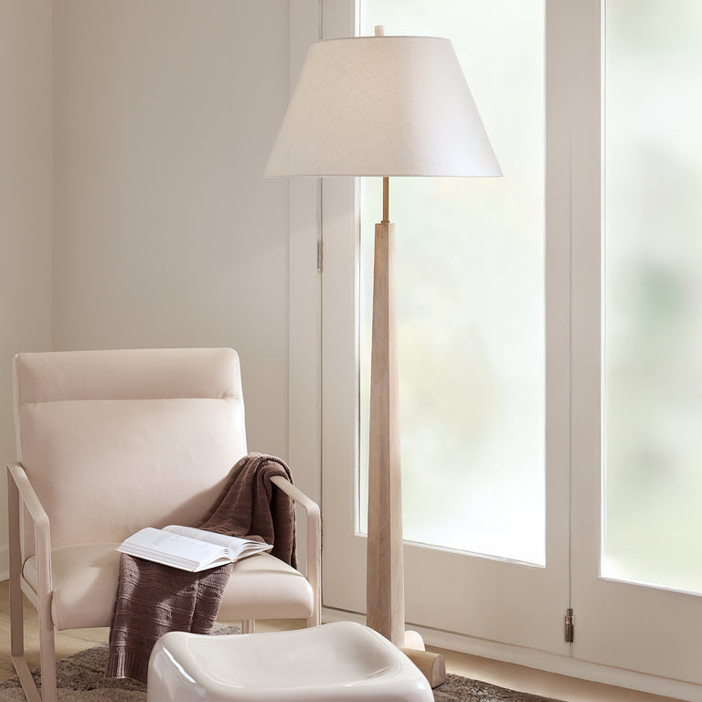 CHARLESTON FLOOR LAMP, WHITE WASHED WOOD