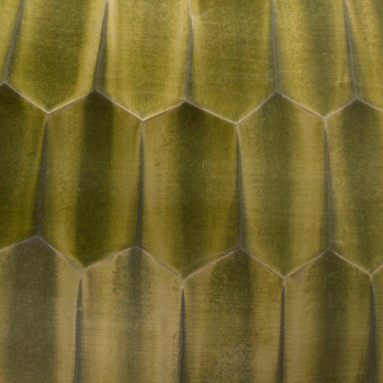 SERPENTINE TABLE LAMP, CHARTREUSE ETCHED GLASS