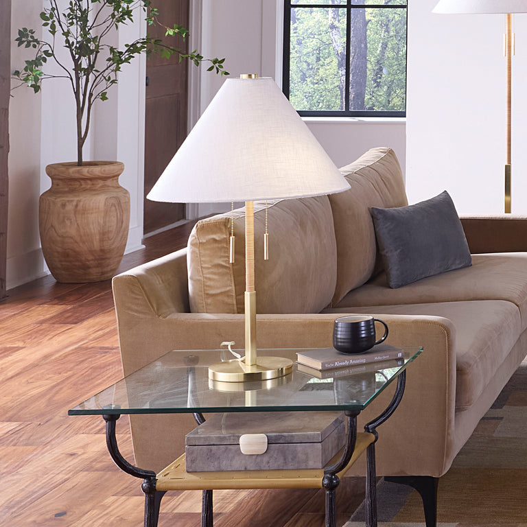 HARRISON TABLE LAMP, RATTAN