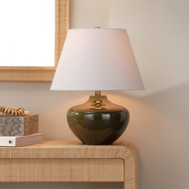 MONROE TABLE LAMP, OLIVE CERAMIC