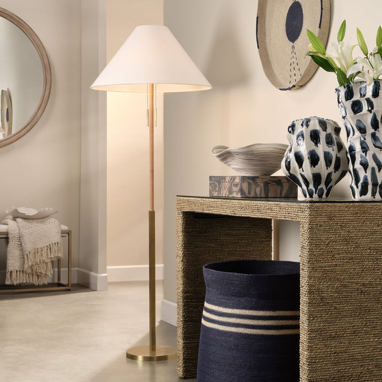 HARRISON FLOOR LAMP, NATURAL RATTAN