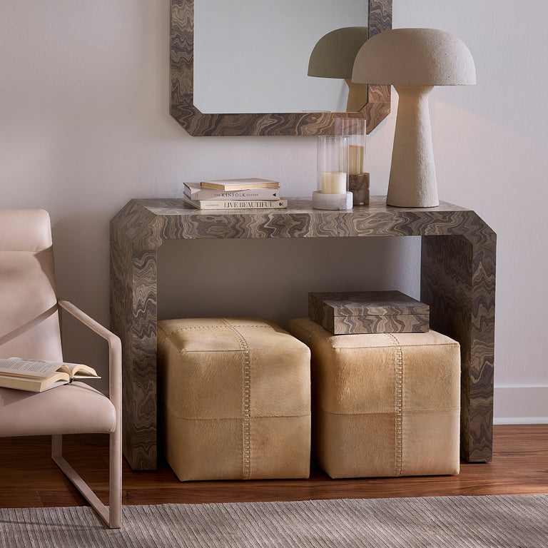 GROUNDED CONSOLE TABLE, SAND VENEER