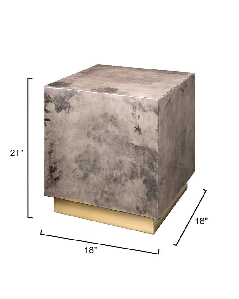 CUBE SIDE TABLE, 
WARM GREY VELLUM