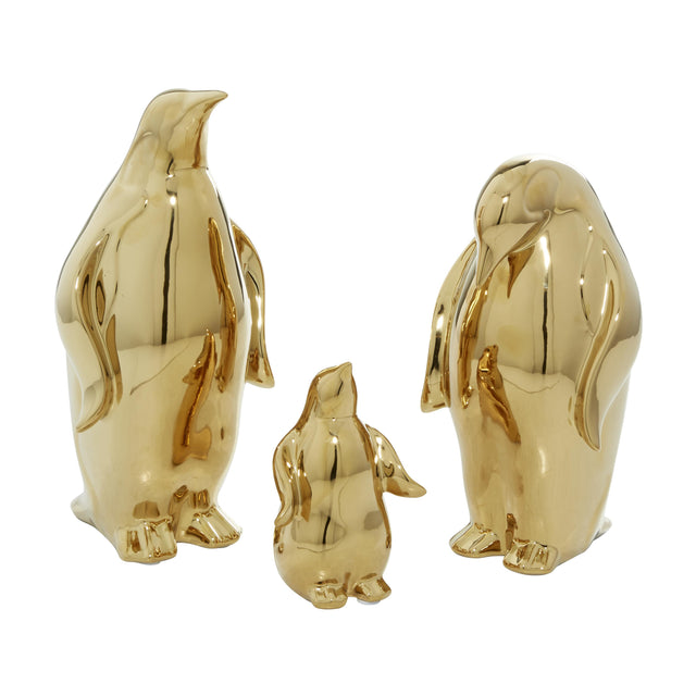 GOLD PORCELAIN PENGUINS | FIGURINE